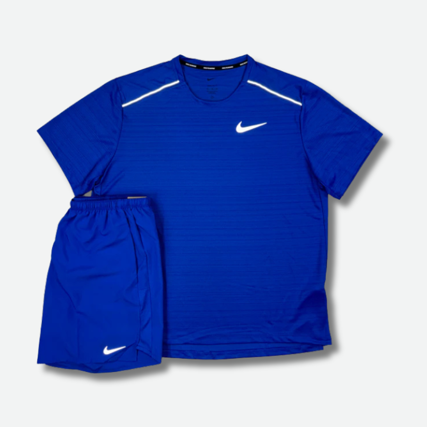 Ensemble short-t-shirt running Bleu